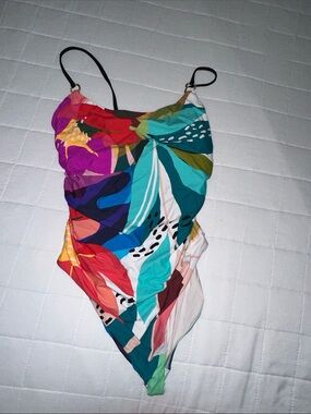 Multicolor Abstract Print Kids One-Piece Swimsuit